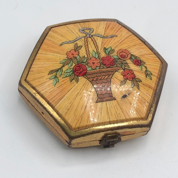 Art Deco Houbigant flower basket vintage compact - Picture 2 of 6
